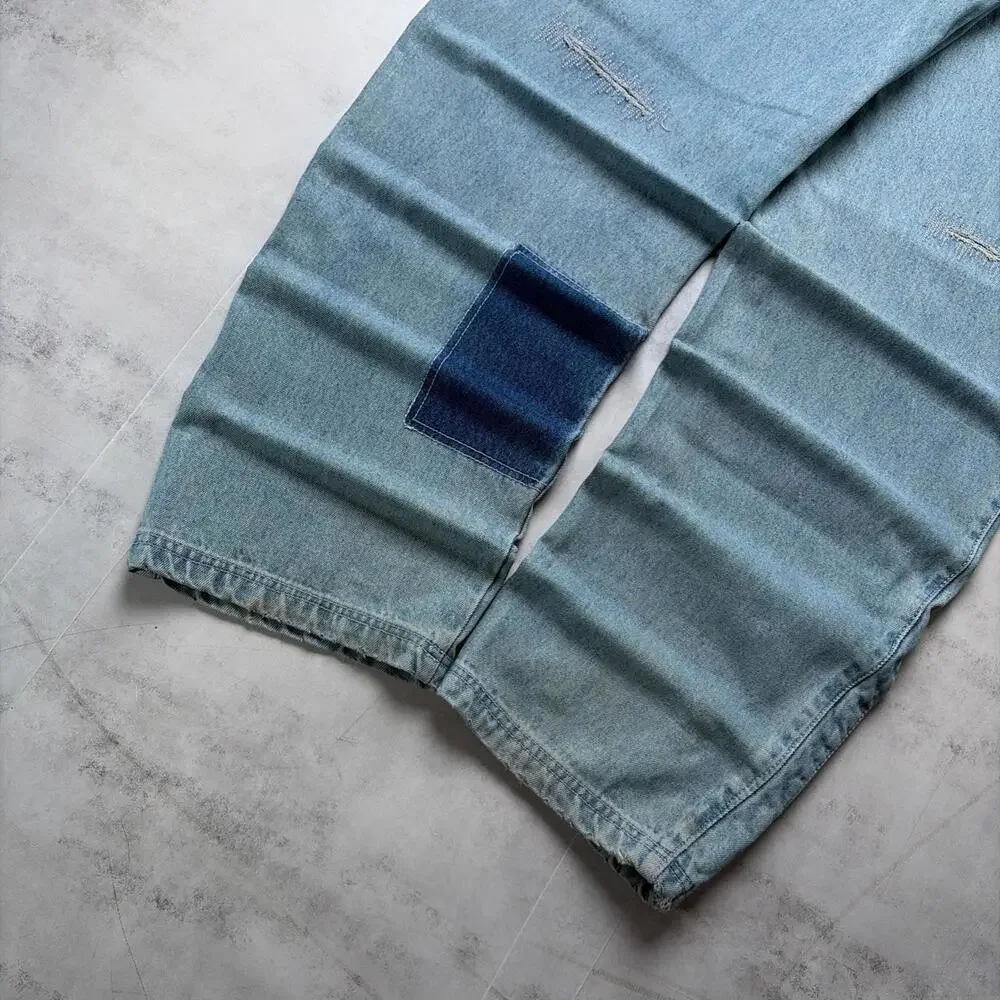 Y2K FUBU The Collection Denim Patchwork Baggy Denim Jeans - Picture 4 of 8